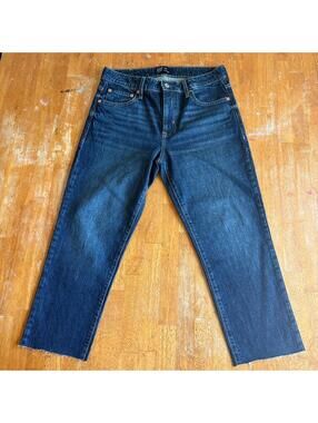 Boyfriend Straight Denim Jeans Dark Wash Gap Tag 6/28R Fits Like 30X23 Raw Hem